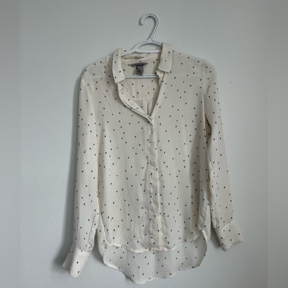 H&M Silk Blouse with Hearts Size 4